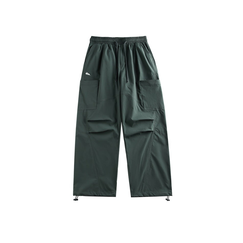Herren Retro Fallschirmhose Mit Geradem Bein, Bündchen Am Knöchel, Mittelhoher Bund, Lockere Passform
