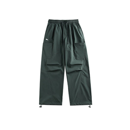 Herren Retro Fallschirmhose Mit Geradem Bein, Bündchen Am Knöchel, Mittelhoher Bund, Lockere Passform