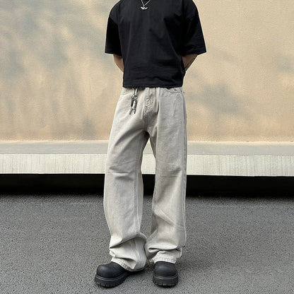 Herren-Hose Mit Weitem Bein, Lockerer Retro-Stil, Grau