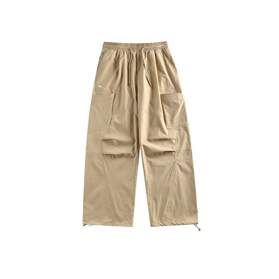 Herren Retro Fallschirmhose Mit Geradem Bein, Bündchen Am Knöchel, Mittelhoher Bund, Lockere Passform