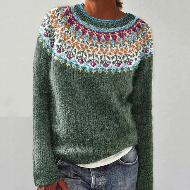 Women's Sweater with Long Sleeves, Solid Color Knitted Sweater