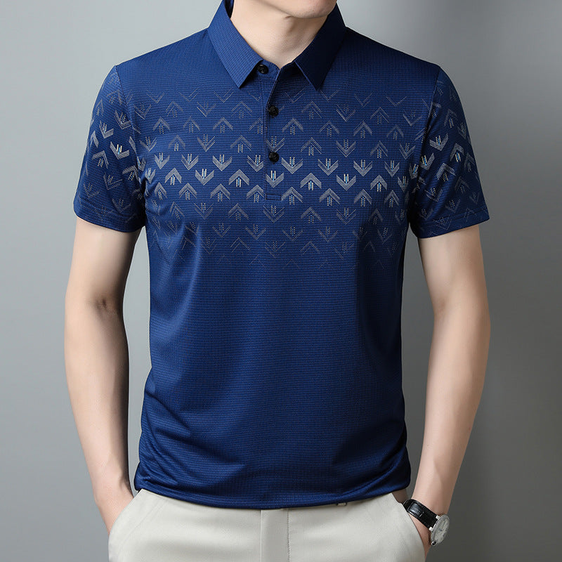Herren Sommer Poloshirt Mit Print, Kurzen Ärmeln Und Reverskragen, Schnelltrocknend, Lockere Passform
