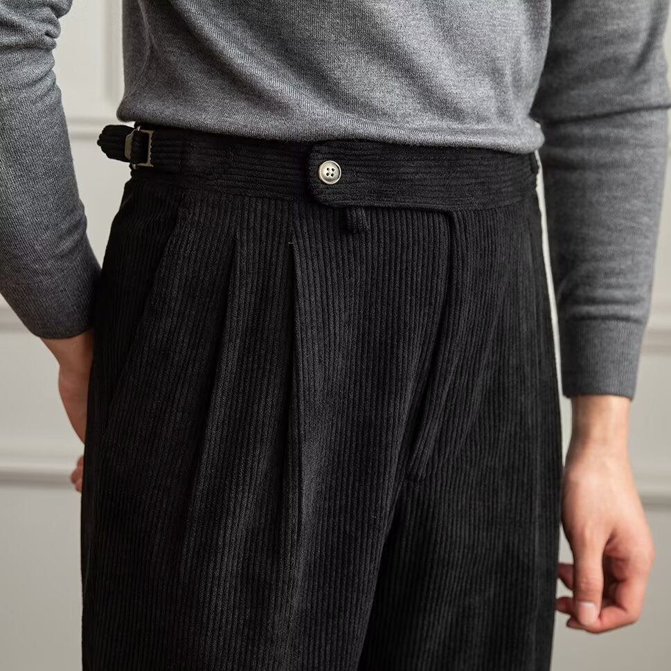 Men's Autumn Cropped Pants Straight Leg Mid-Rise Waist Drawstring