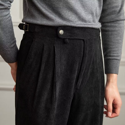 Men's Autumn Cropped Pants Straight Leg Mid-Rise Waist Drawstring