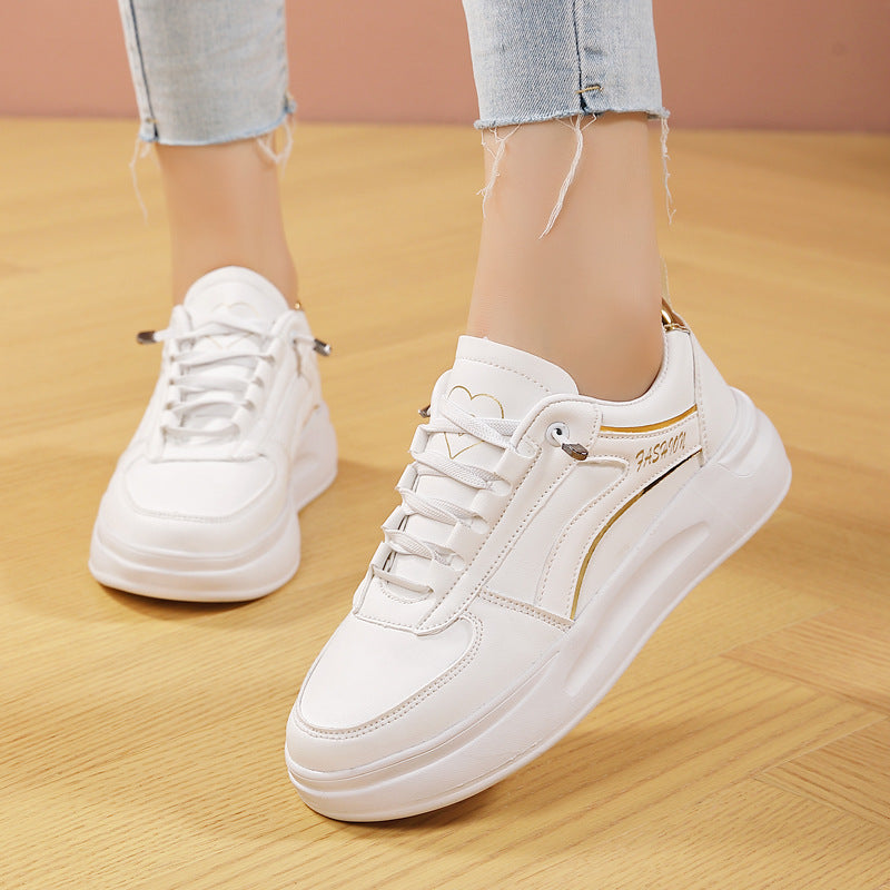 Women's Plus Size Platform Sneakers with Round Toe – Microfiber Look