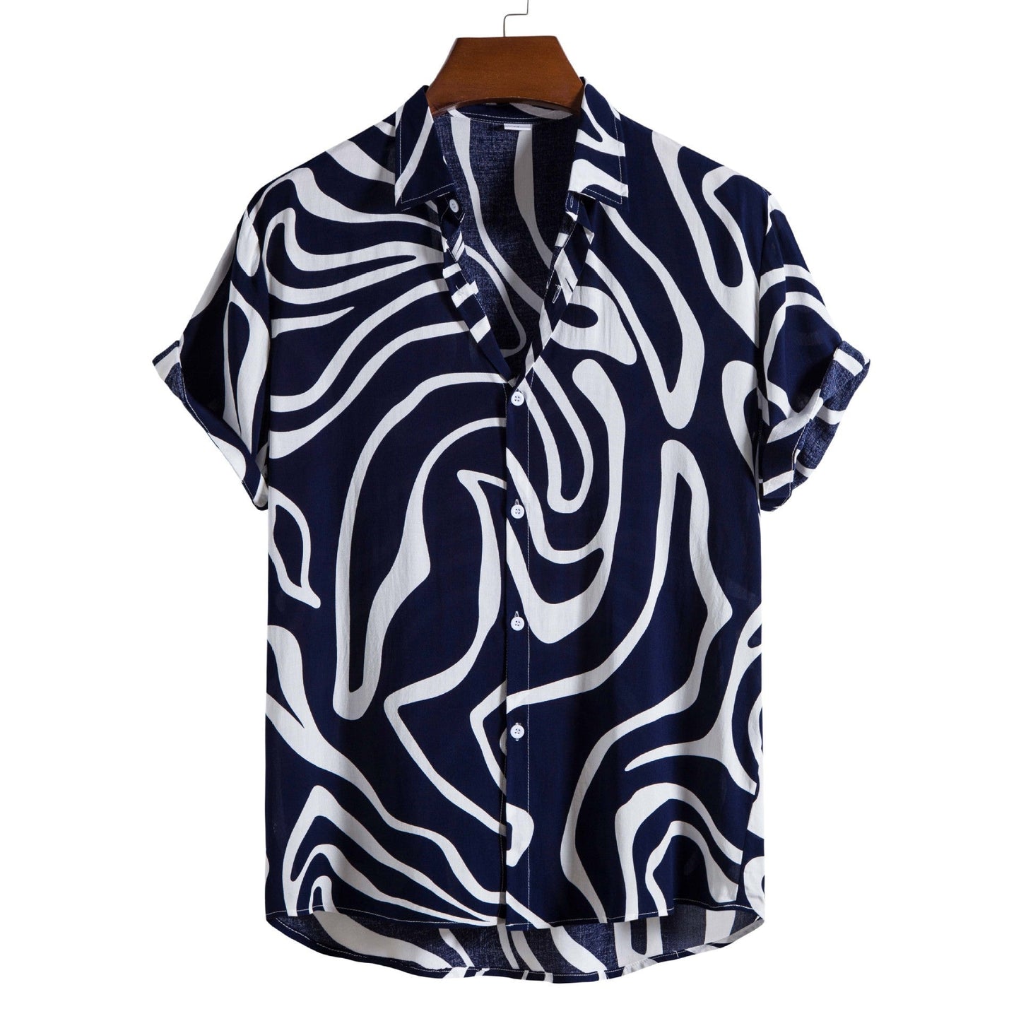 Herren Plus Sommer Kurzarm-Cardigan Mit Geometrischem Print, Grün, Hellgrün