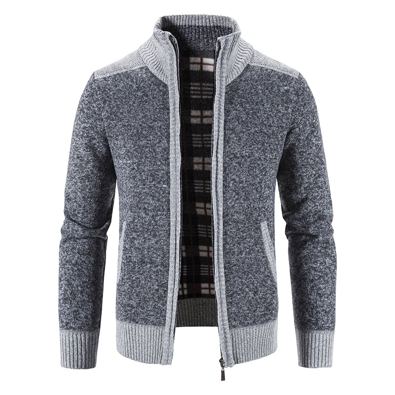 Men's Knit Cardigan Loose Fit Long Sleeve Open Design – Wool Blend