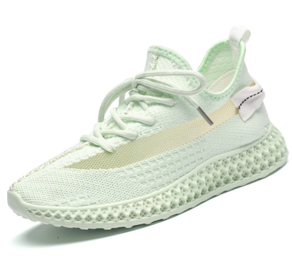 Women's wedge sneaker with rounded toe and flat shaft – knit look