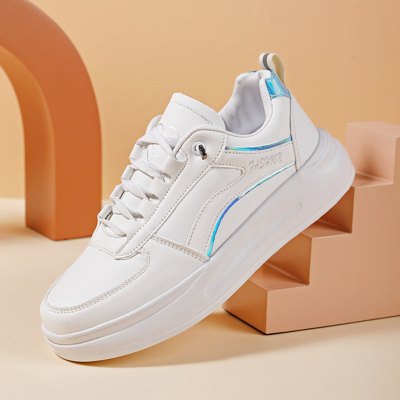 Women's Plus Size Platform Sneakers with Round Toe – Microfiber Look