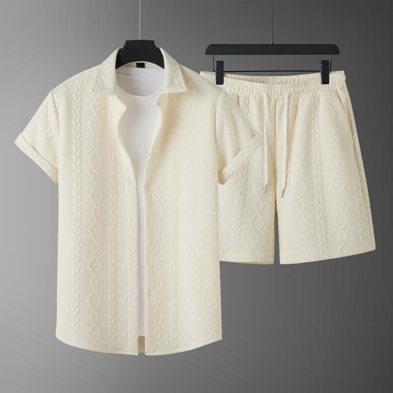 Herren-Frühlings-Shorts-Set: Kurzarm-T-Shirt Und Shorts Mit Rautenmuster