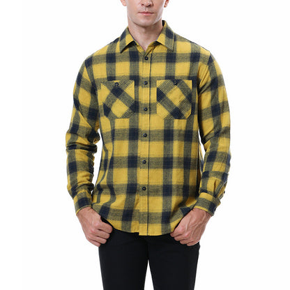 Men's Flannel Shirt with Checkered Pattern and Long Sleeves