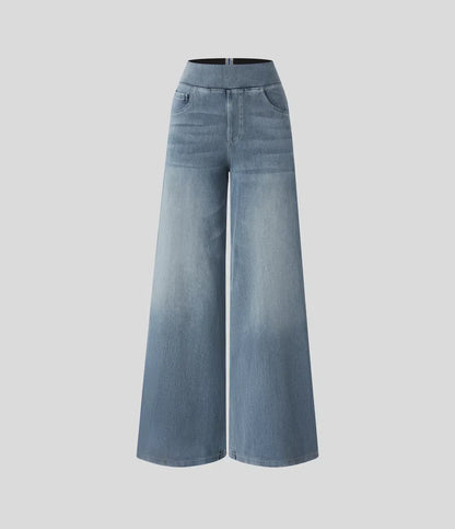 Women's Pants with High Waist and Elastic Waistband