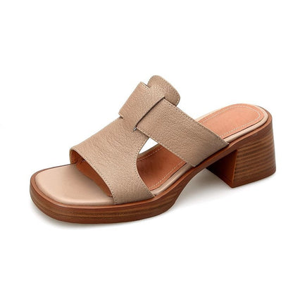 Damen-Sommersandalen Mit Blockabsatz, Eckiger Zehenpartie Und Knöchelriemen