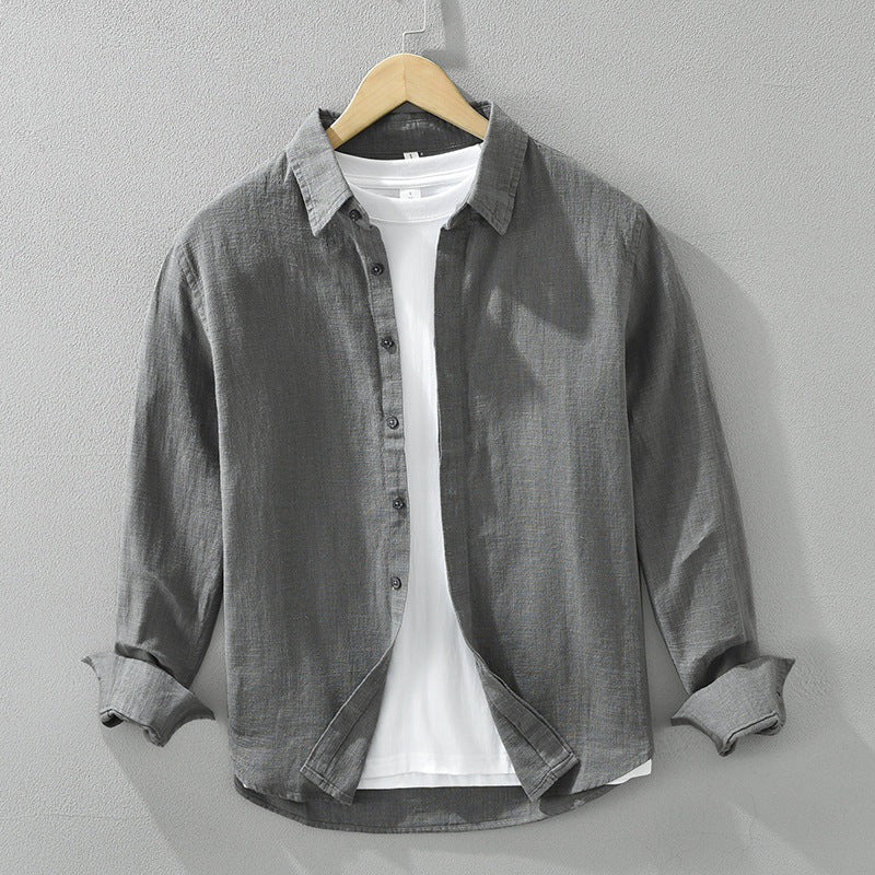 Men's Long-Sleeve Shirt with Loose Fit and Open Front
