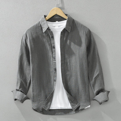 Men's Long-Sleeve Shirt with Loose Fit and Open Front