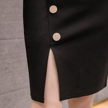 Women's spring costume skirt with slit and tailored design