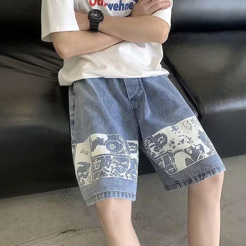 Herren-Jeansshorts, Lässige Passform, Europäischer Streetstyle