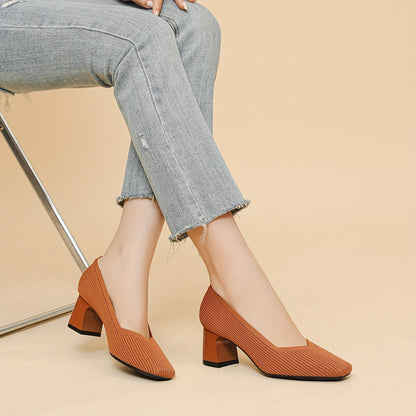 Women's Pumps Block Heel Stretch Fit Padded Sole