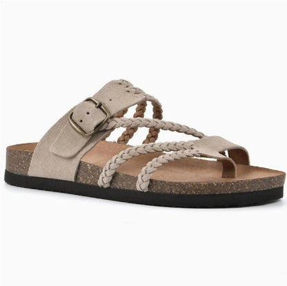 Gewebte, Flache Riemchensandalen Für Damen Mit Durchbrochenem Muster – Lederoptik