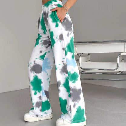 Damen-Hose mit geradem Bein und lockerer Passform sowie elastischem Bund