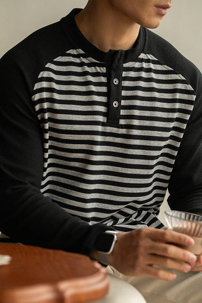 Men's spring shirt with stripes, long sleeves, loose fit like a sweater