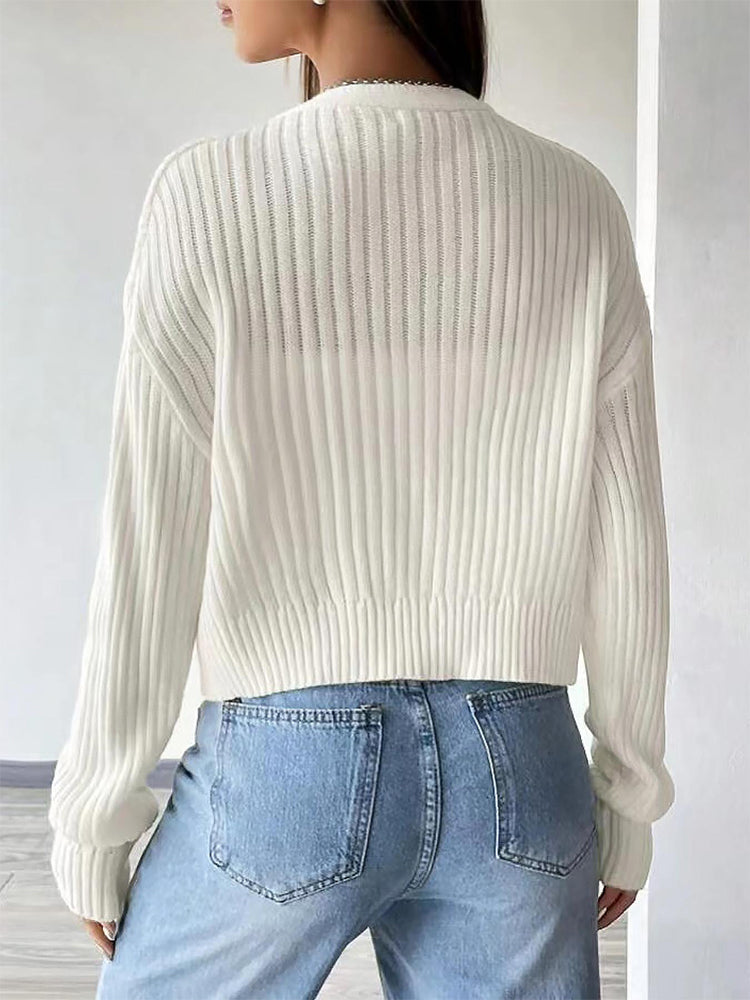 Damen-Cardigan mit kurzem Schnitt und klassischem V-Ausschnitt