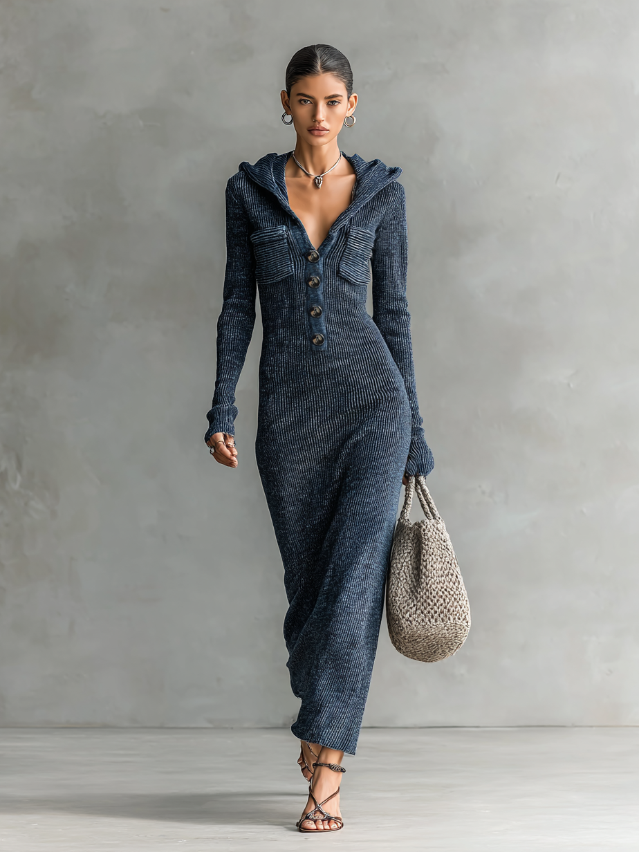 Damen Maxikleid aus Strick für Alltag und Freizeit