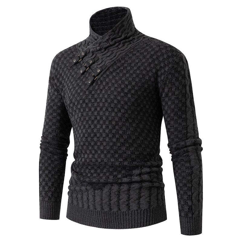 Herren Winterpullover Halber Rollkragen Langarm Gestrickt – Woll-Mischung