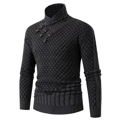 Herren Winterpullover Halber Rollkragen Langarm Gestrickt – Woll-Mischung