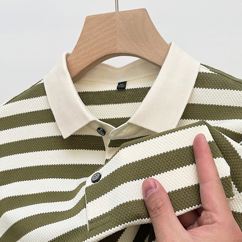Men's Striped Short-Sleeve Round-Neck Shirt