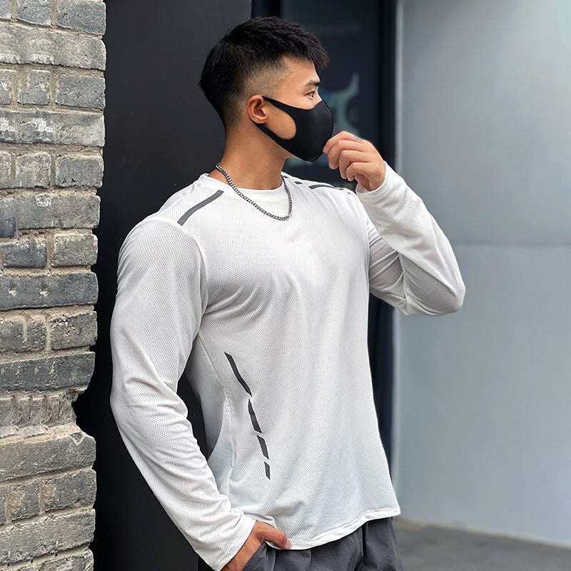 Herren Langarmshirt Mit Rundhalsausschnitt, Handbemaltem Print, Lockere Passform