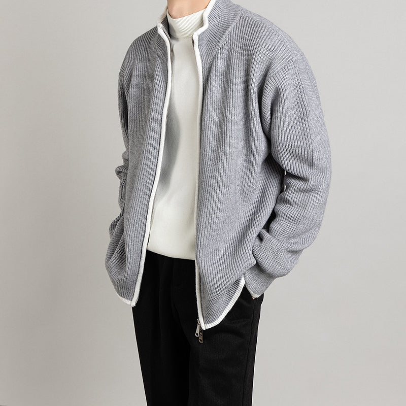 Herren Cardigan Locker Offenes Design Langarm – Woll-Mischung