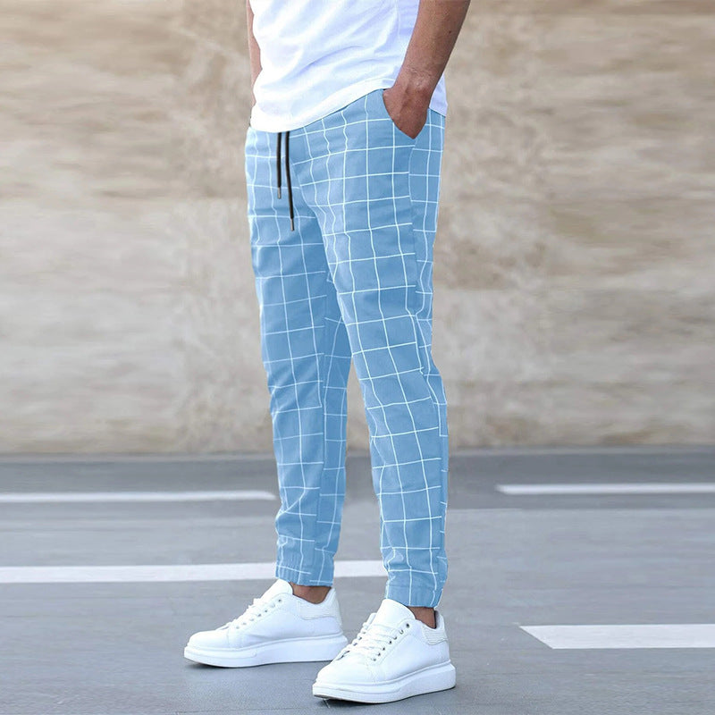 Men's Spring Trousers with Straight Leg, Drawstring, and Mid-High Waist