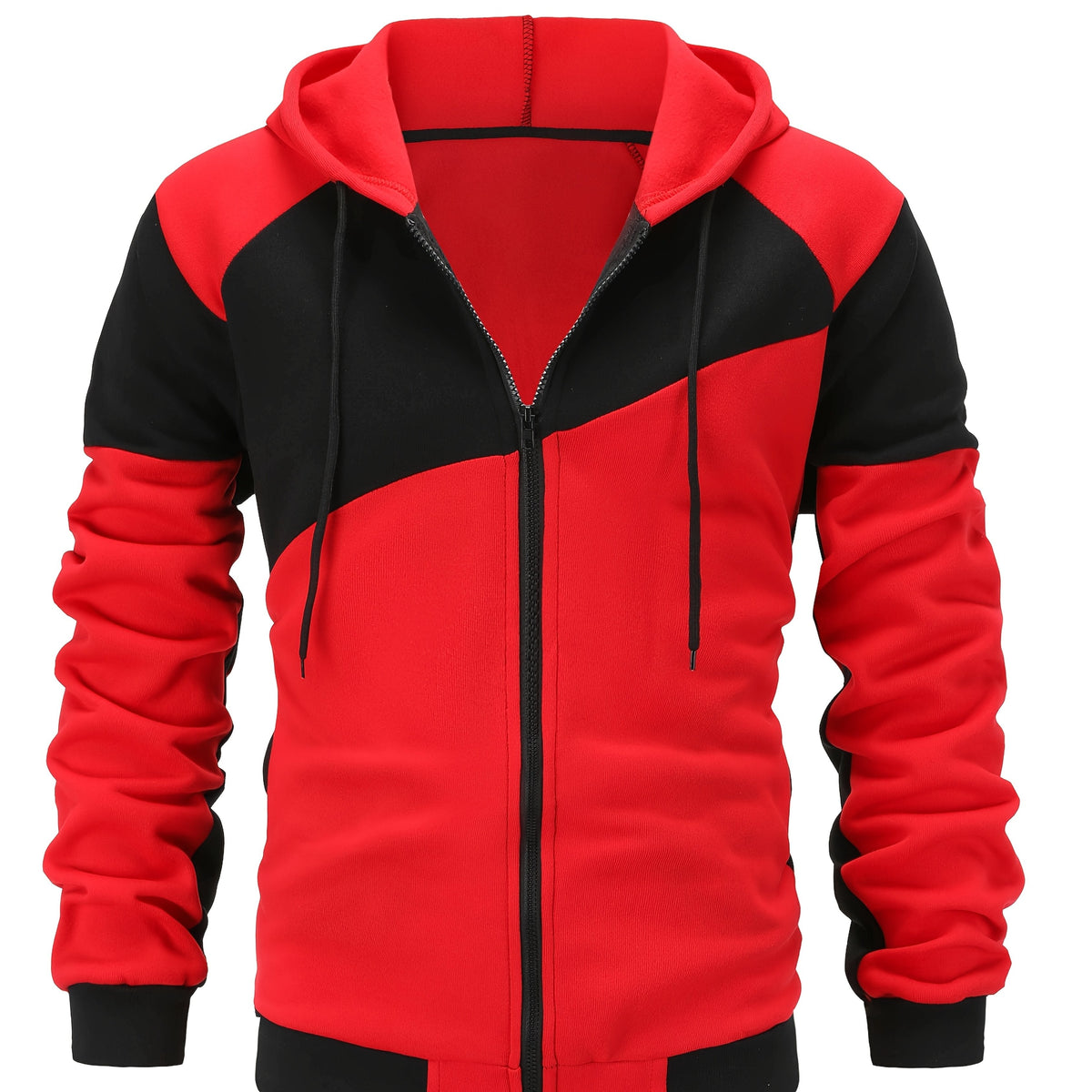 Sportliche Unisex-Kapuzenjacke mit Reissverschluss in der Vorderansicht