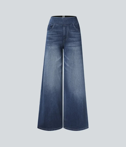 Women's Pants with High Waist and Elastic Waistband