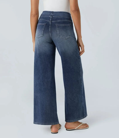 Women's Pants with High Waist and Elastic Waistband