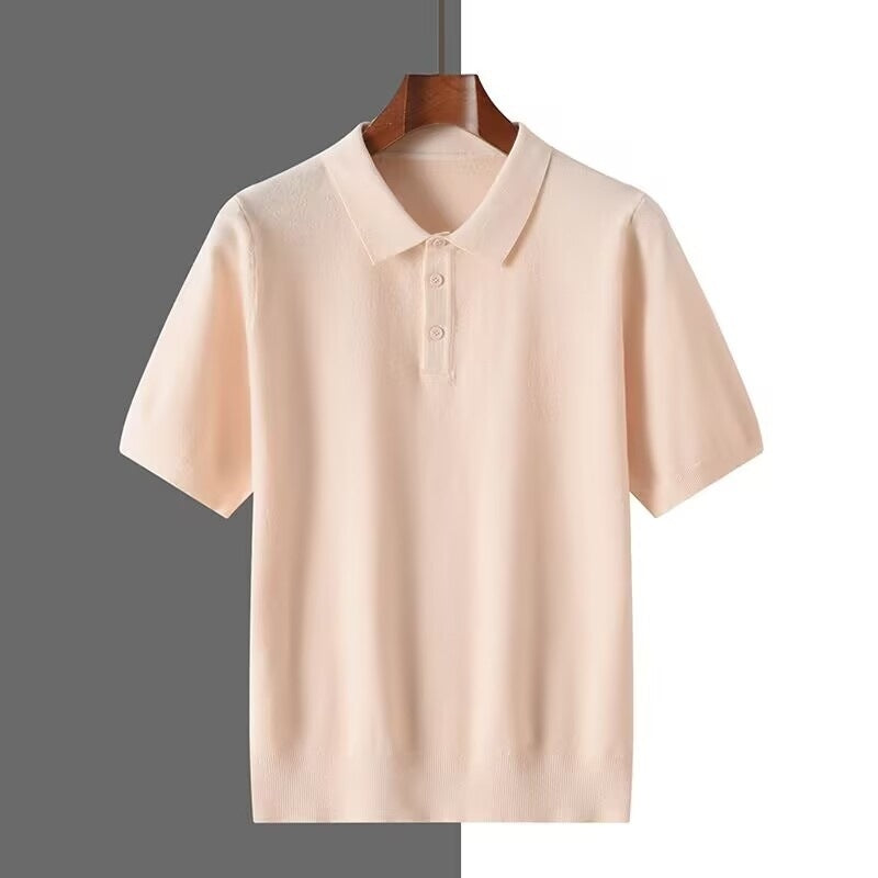 Herren Sommer Poloshirt Kurzarm Unifarbenes Design