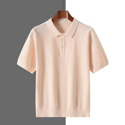 Herren Sommer Poloshirt Kurzarm Unifarbenes Design