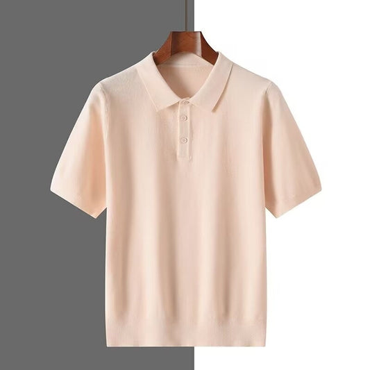 Herren Sommer Poloshirt Kurzarm Unifarbenes Design
