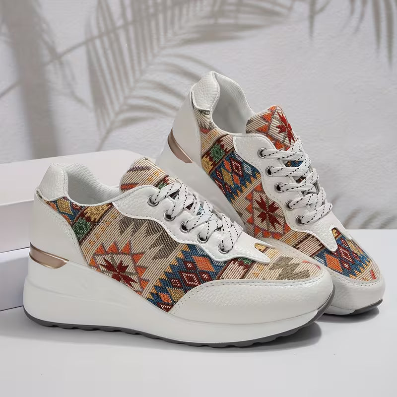 Women's lace-up shoes with wide toe box and orthopedic support