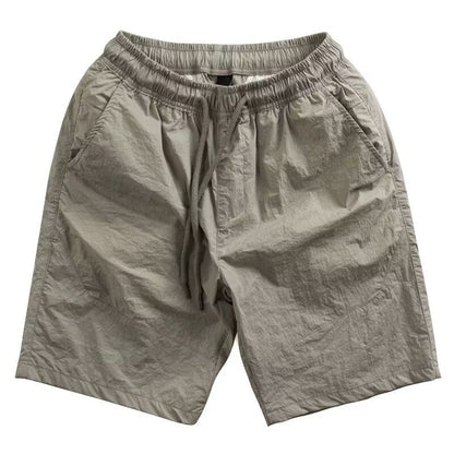 Herren Sommer Arbeitsshorts, Gerader Schnitt, Kordelzug, Khaki-Design