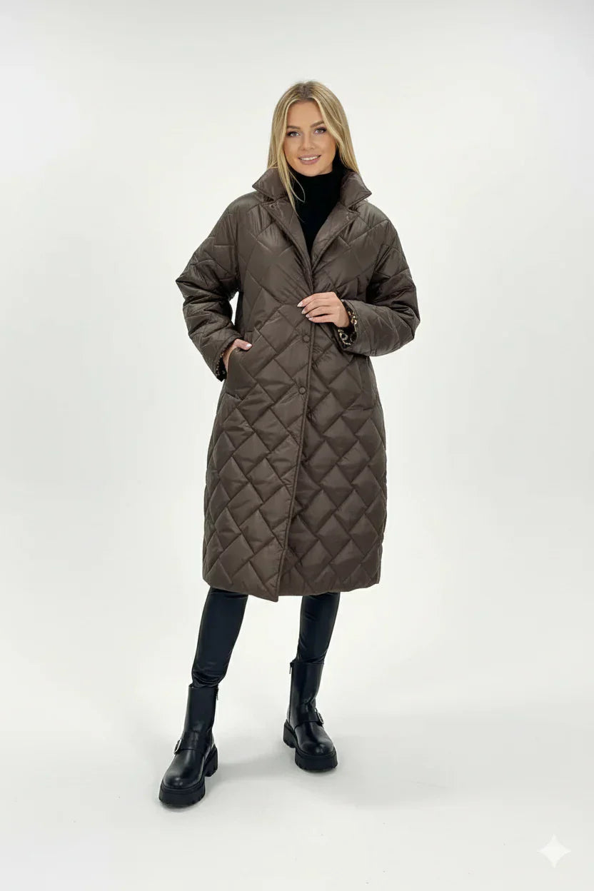 Damen Winter-Wende-Steppjacke Mit Bedrucktem Innenfutter