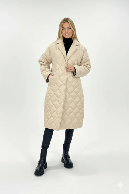 Damen Winter-Wende-Steppjacke Mit Bedrucktem Innenfutter