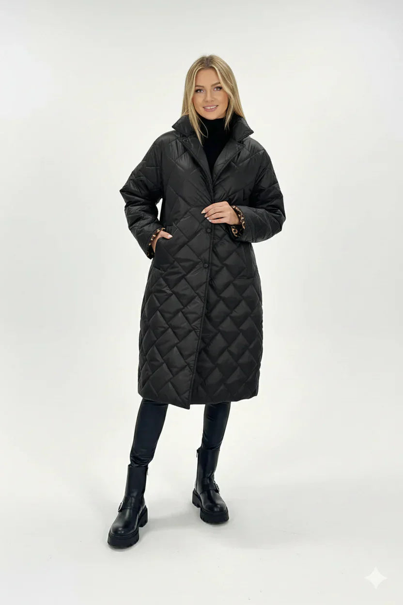 Damen Winter-Wende-Steppjacke Mit Bedrucktem Innenfutter