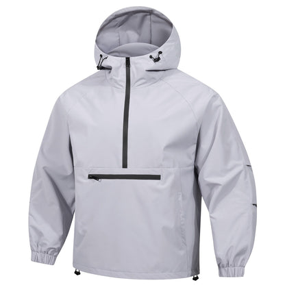 Men's hooded sweater with half zipper, loose fit