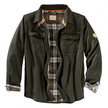 Men's Mid-Length Spring Jacket Long Sleeve Stand Collar Patch Pockets – Cotton Blend