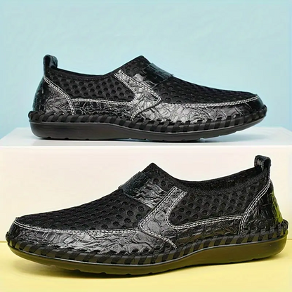 Herren-Slipper Mit Mesh-Obermaterial, Weiter Passform, Rutschfester, Gepolsterter Sohle