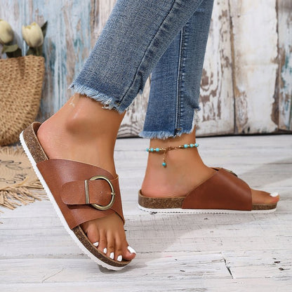 Damen-Slipper Mit Metalldetails – Lederoptik