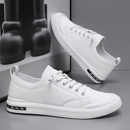 Herren Sneakers Mit Schnürung, Glattem Obermaterial, Gepolstertem Fußbett