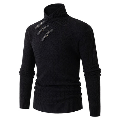 Herren Winterpullover Halber Rollkragen Langarm Gestrickt – Woll-Mischung